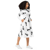 All-over print long sleeve midi dress - Objet D'Art