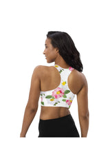 White Floral Flurry Longline sports bra - Objet D'Art