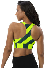 Neon Green Striped Longline sports bra - Objet D'Art