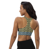 Greek Key Collage Longline sports bra - Objet D'Art