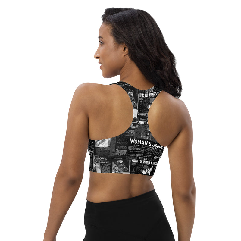 Women's Suffrage Headlines Longline sports bra - Objet D'Art