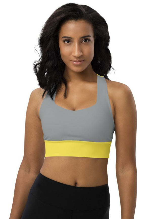Gray & Yellow Longline sports bra - Objet D'Art