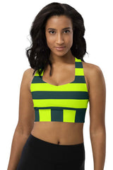 Neon Green Striped Longline sports bra - Objet D'Art