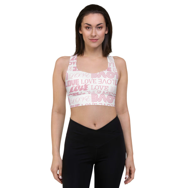 Two-tone Love Print Longline sports bra - Objet D'Art