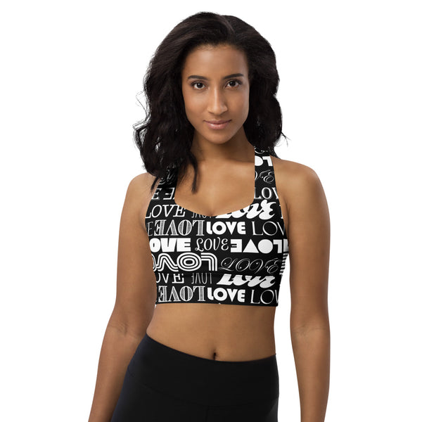 Love Print Longline sports bra - Objet D'Art