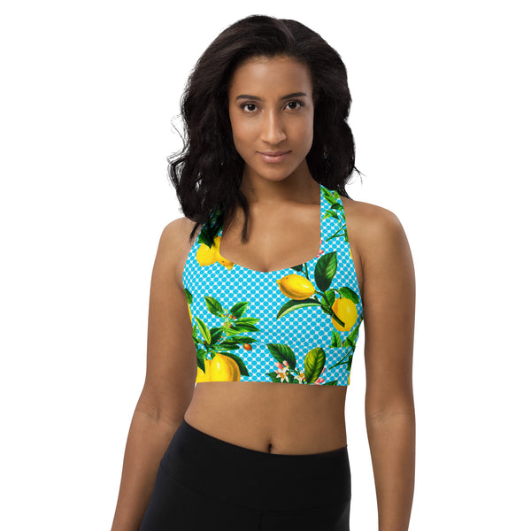 Lemony Dots Longline sports bra - Objet D'Art