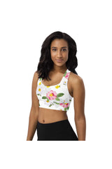 White Floral Flurry Longline sports bra - Objet D'Art