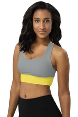 Gray & Yellow Longline sports bra - Objet D'Art