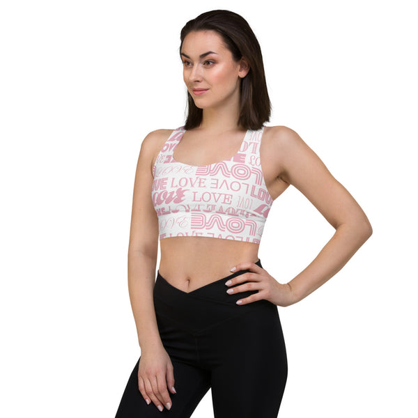 Two-tone Love Print Longline sports bra - Objet D'Art