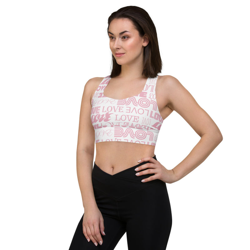 Two-tone Love Print Longline sports bra - Objet D'Art