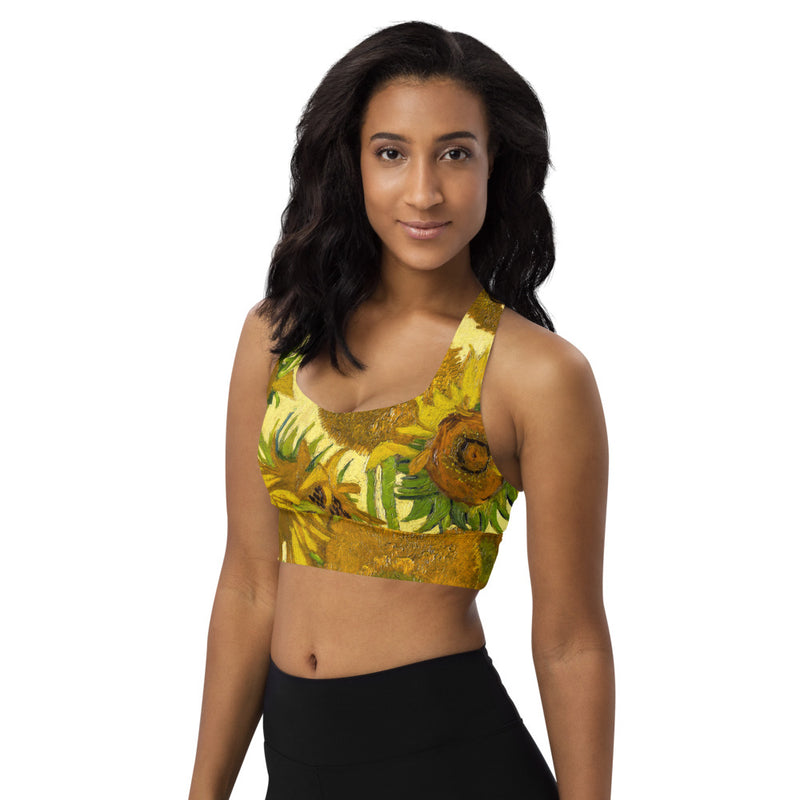 Van Gogh Sunflower Longline sports bra - Objet D'Art