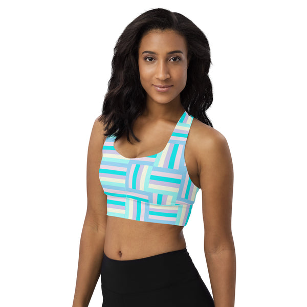 Pastel Stripes and Matrix Longline sports bra - Objet D'Art