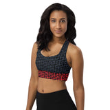 Greek Key Collage Longline sports bra - Objet D'Art