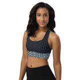 Greek Key Collage Longline sports bra - Objet D'Art