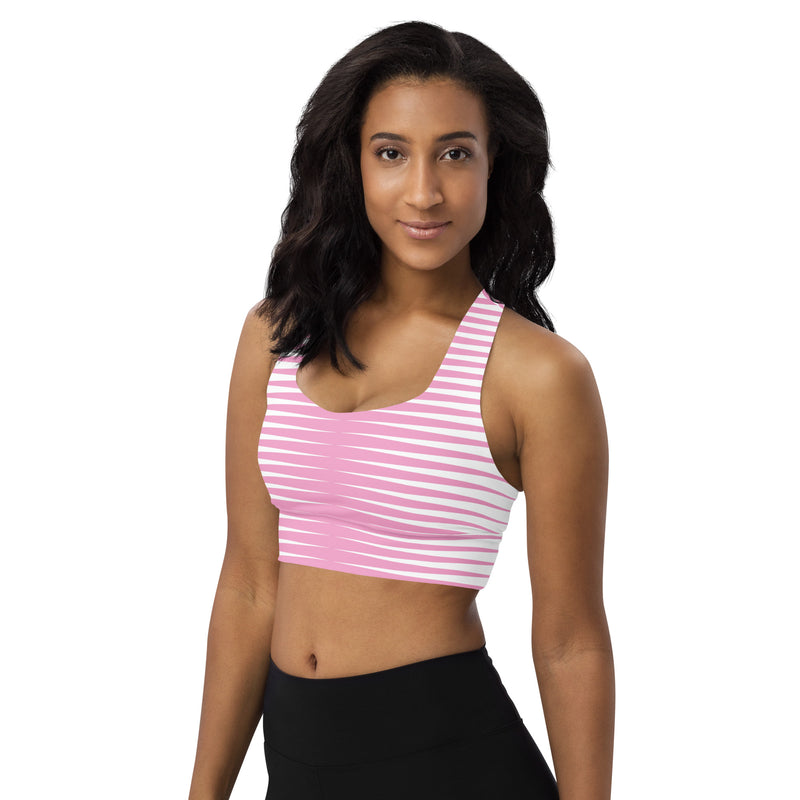 Pink Wedges Longline sports bra - Objet D'Art