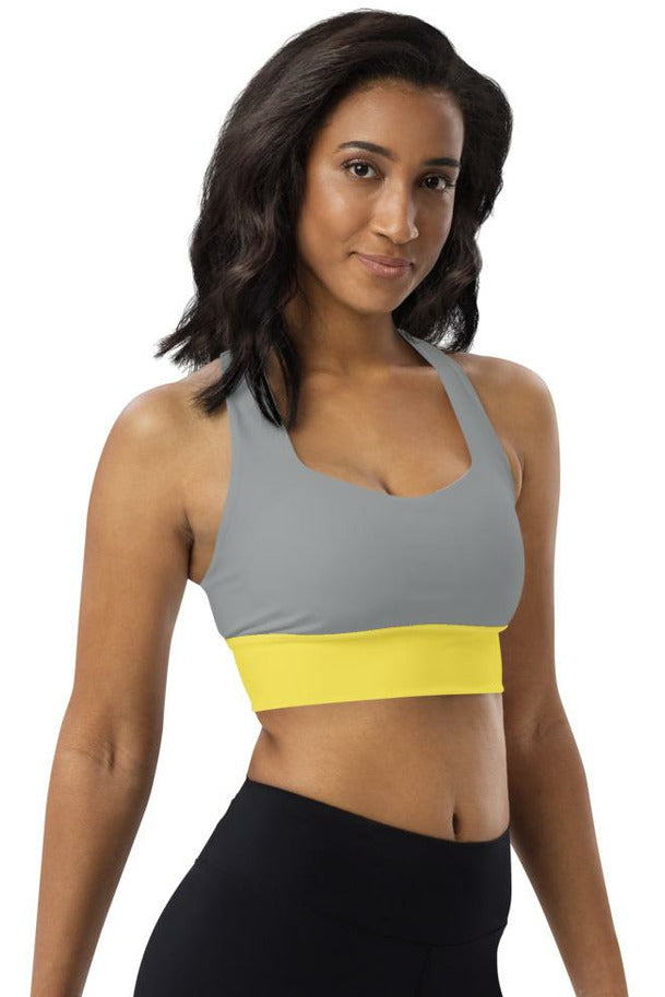 Gray & Yellow Longline sports bra - Objet D'Art