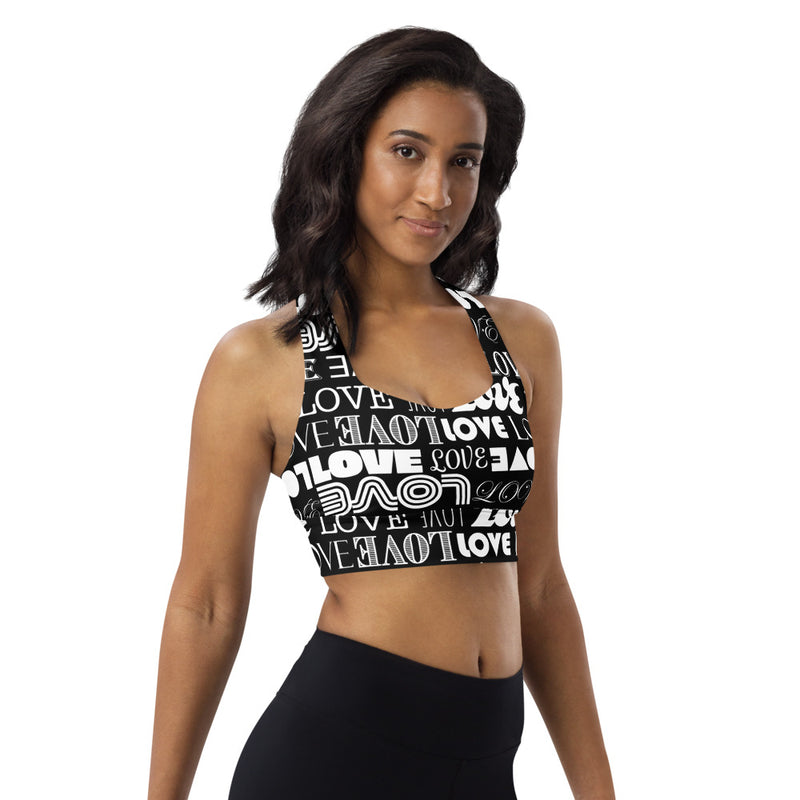 Love Print Longline sports bra - Objet D'Art