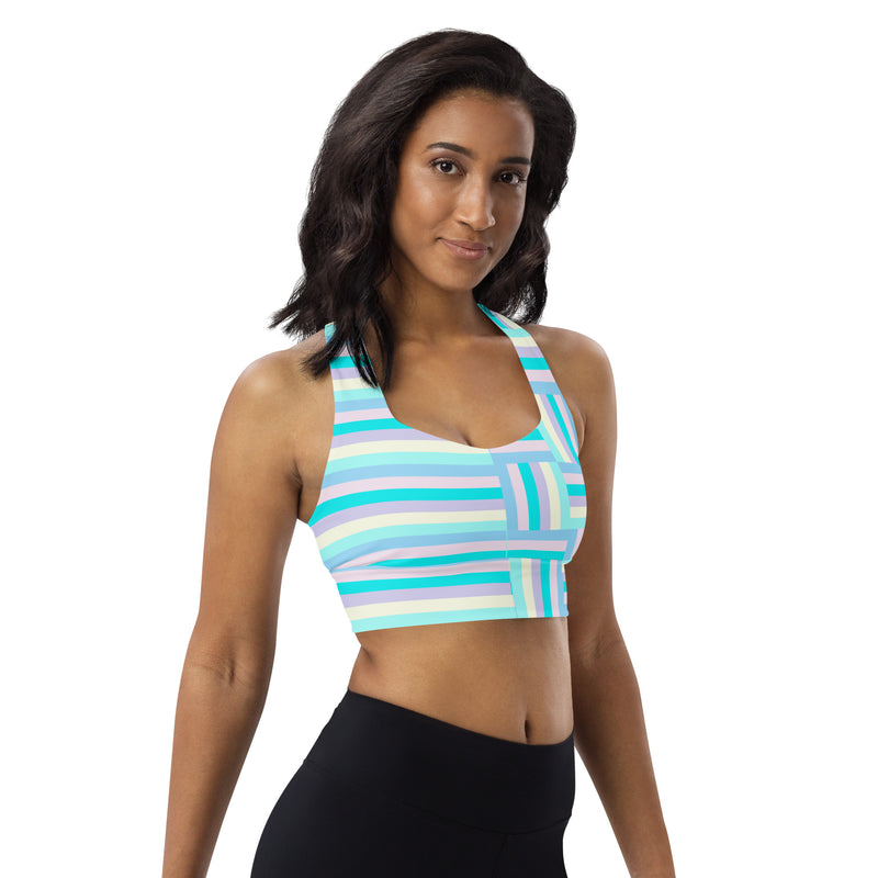 Pastel Stripes and Matrix Longline sports bra - Objet D'Art