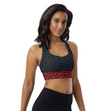 Greek Key Collage Longline sports bra - Objet D'Art