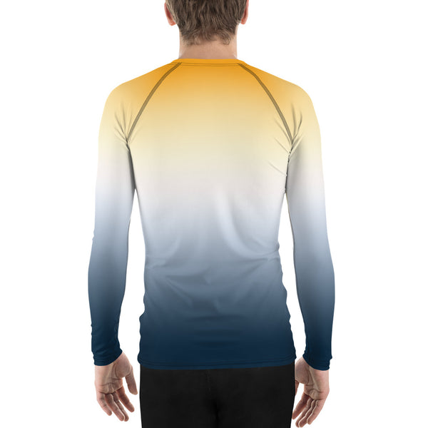 Gold & Blue Gradient Men's Rash Guard - Objet D'Art