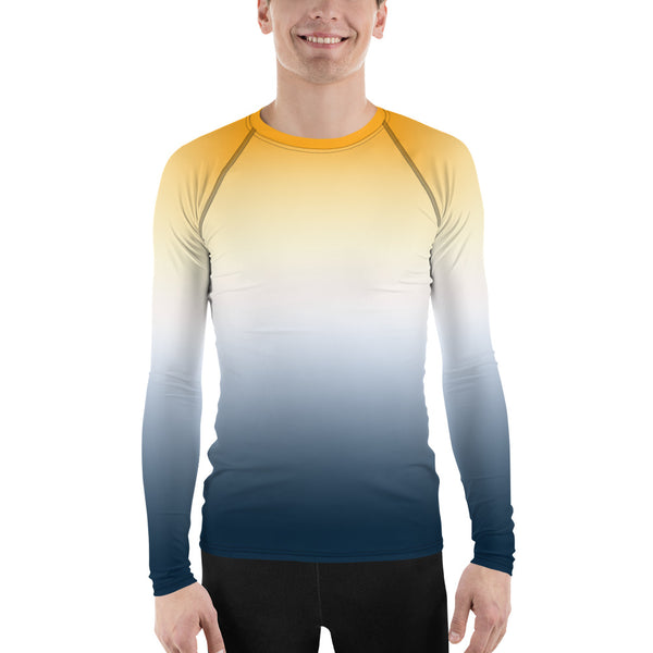 Gold & Blue Gradient Men's Rash Guard - Objet D'Art