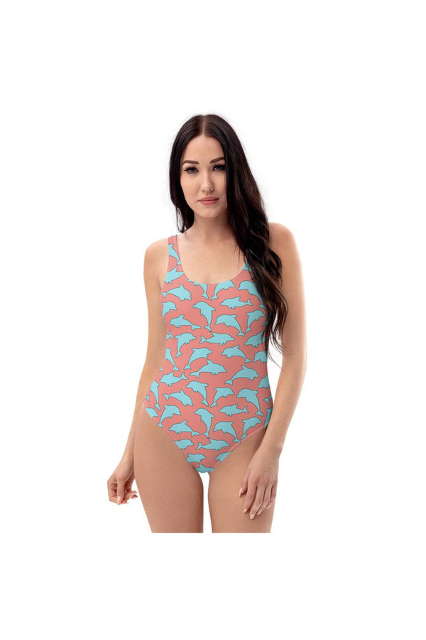 Dolphin Print One-Piece Swimsuit - Objet D'Art