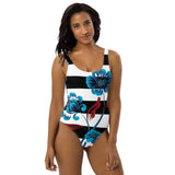 Floral Striped One-Piece Swimsuit - Objet D'Art