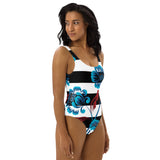 Floral Striped One-Piece Swimsuit - Objet D'Art