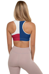 Polkadot Accented Texas Flag Padded Sports Bra - Objet D'Art