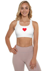 Heart Print Padded Sports Bra - Objet D'Art