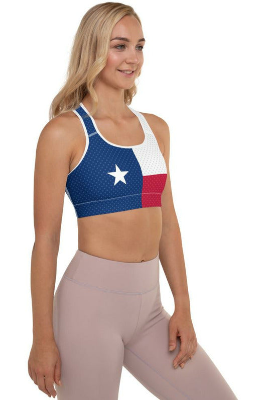 Polkadot Accented Texas Flag Padded Sports Bra - Objet D'Art