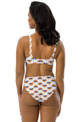 Nautical Rainbow Recycled high-waisted bikini - Objet D'Art