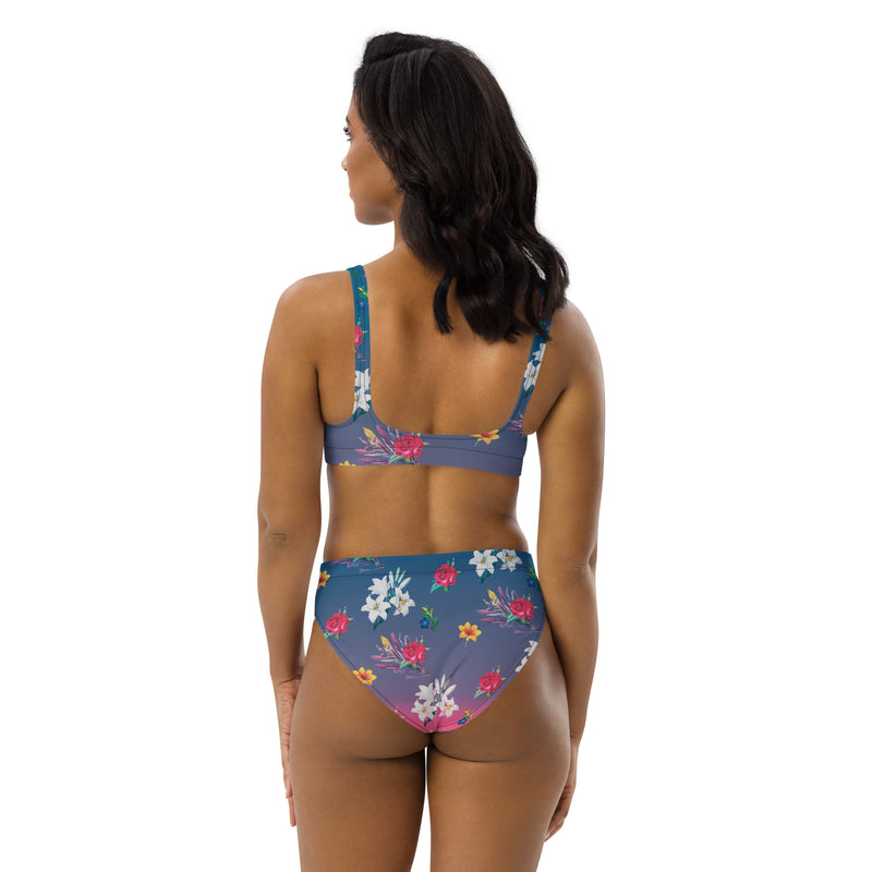 Floral Ombre Recycled high-waisted bikini - Objet D'Art