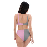 Two Toned Pink and Gray Recycled high-waisted bikini - Objet D'Art