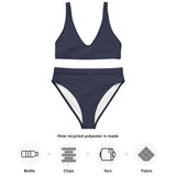 Midnight Blue Recycled high-waisted bikini - Objet D'Art