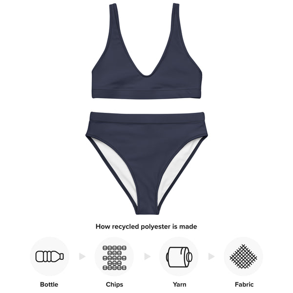 Midnight Blue Recycled high-waisted bikini - Objet D'Art