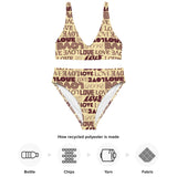 Chocolate & Taffy Love Recycled high-waisted bikini - Objet D'Art