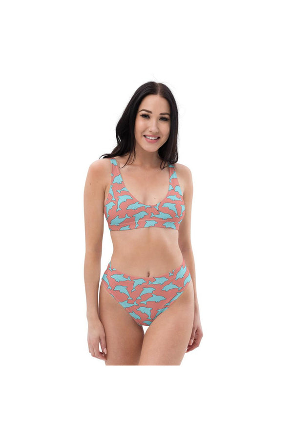 Dolphins Recycled high-waisted bikini - Objet D'Art