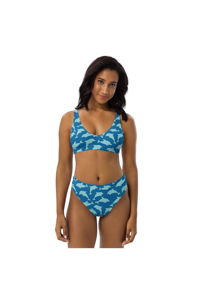 Dolphins Recycled high-waisted bikini - Objet D'Art