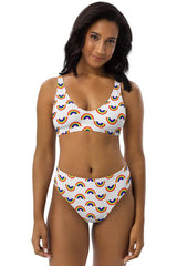 Nautical Rainbow Recycled high-waisted bikini - Objet D'Art