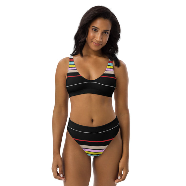 Modern Lines Recycled high-waisted bikini - Objet D'Art