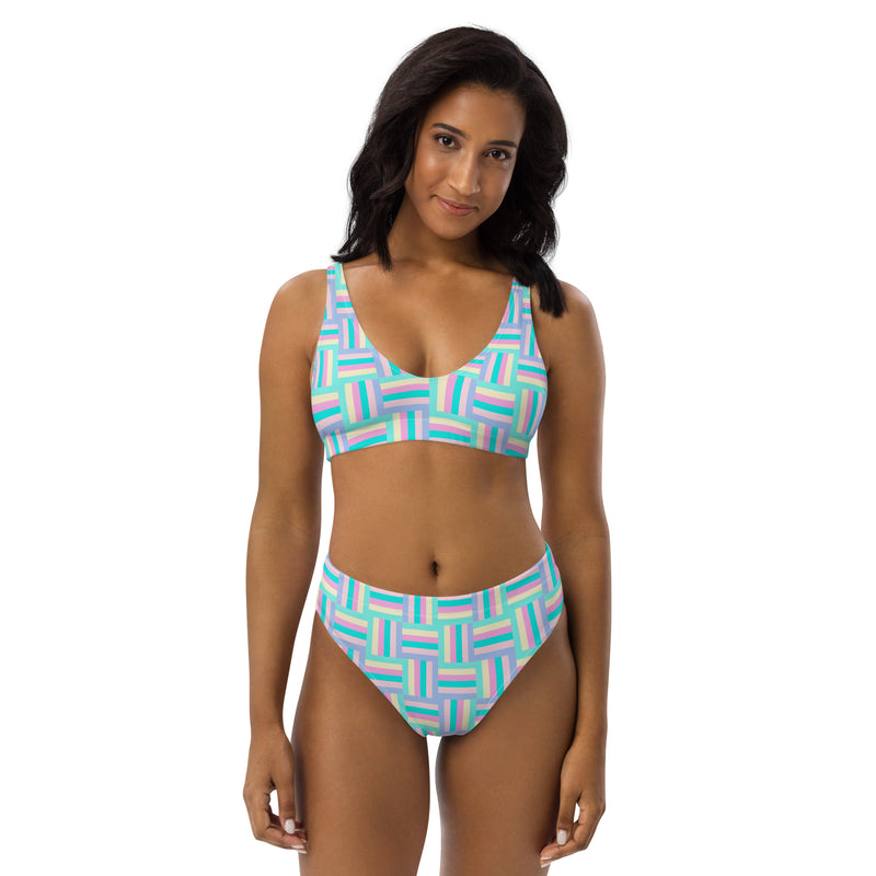 Pastel Matrix Recycled high-waisted bikini - Objet D'Art