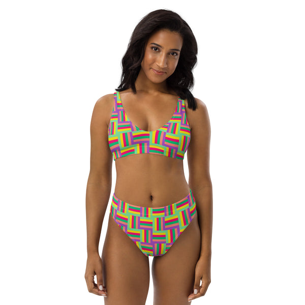 Color Matrix Recycled high-waisted bikini - Objet D'Art
