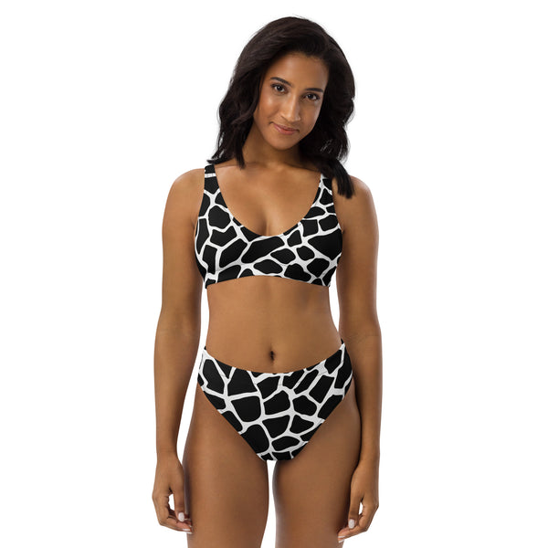 Giraffe Print Recycled high-waisted bikini - Objet D'Art