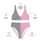 Two Toned Pink and Gray Recycled high-waisted bikini - Objet D'Art