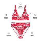 Flame Red Love Print Recycled high-waisted bikini - Objet D'Art