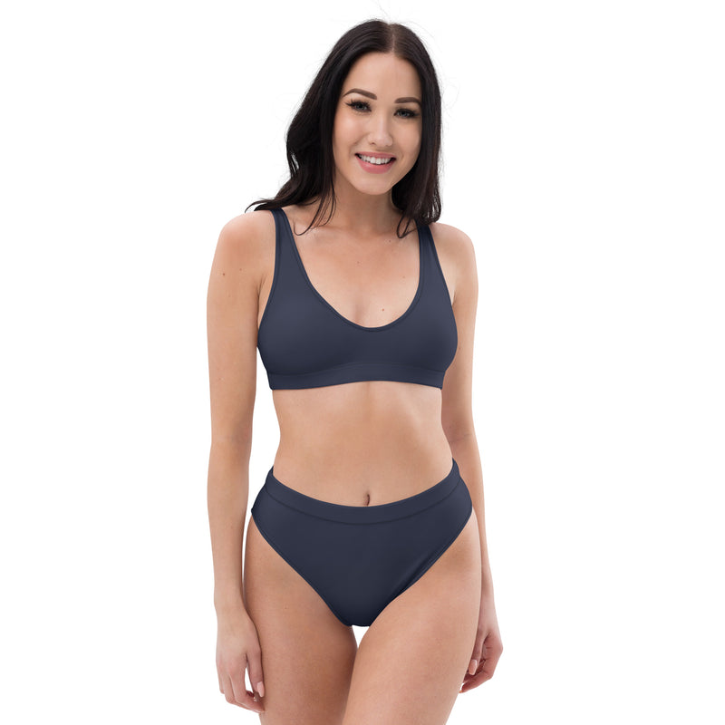 Midnight Blue Recycled high-waisted bikini - Objet D'Art