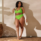 Vegan Green Polka Dots Recycled high-waisted bikini - Objet D'Art