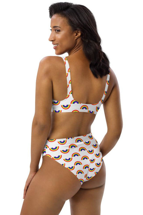 Nautical Rainbow Recycled high-waisted bikini - Objet D'Art