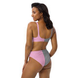 Two Toned Pink and Gray Recycled high-waisted bikini - Objet D'Art